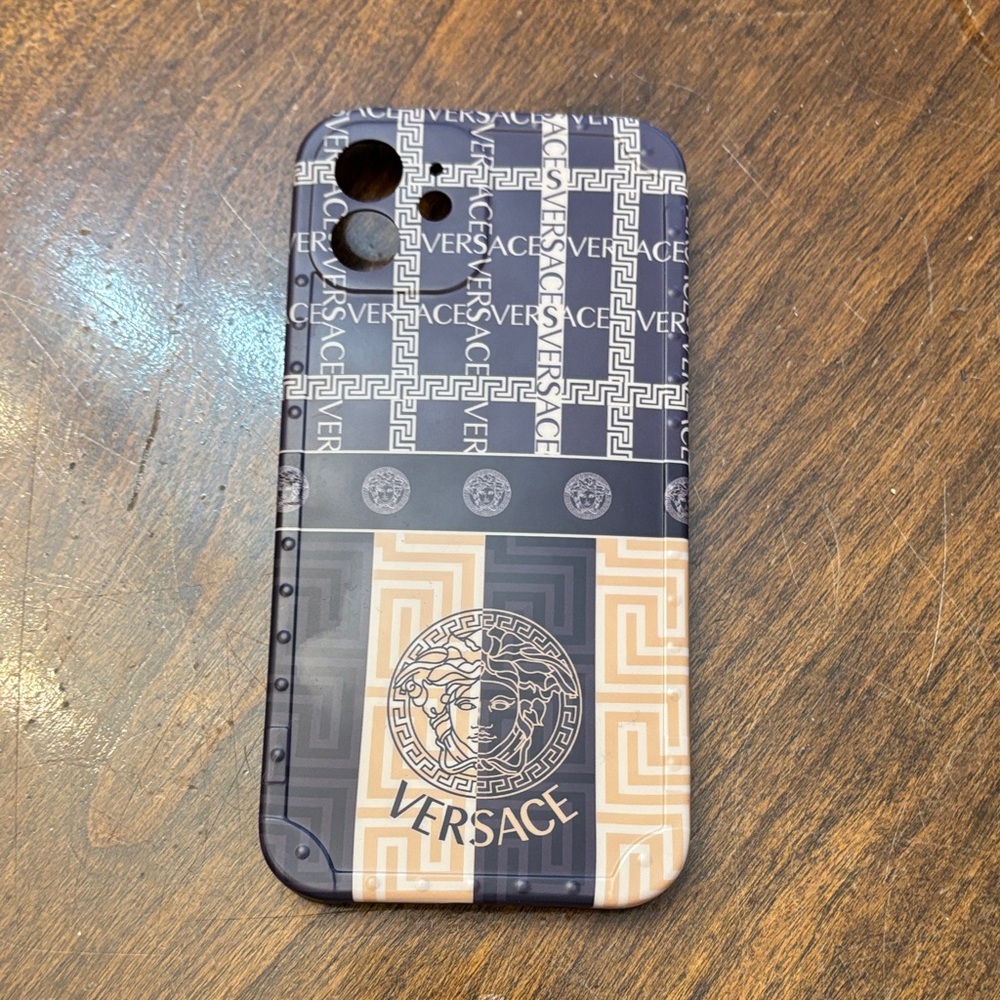 Versace Black and Cream Geometric Phone Case